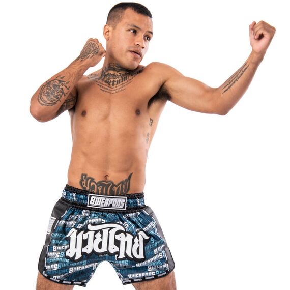 8 Weapons Muay Thai Shorts Carbon - Matchmaker, Colour: Blue, Size: M, 6 image