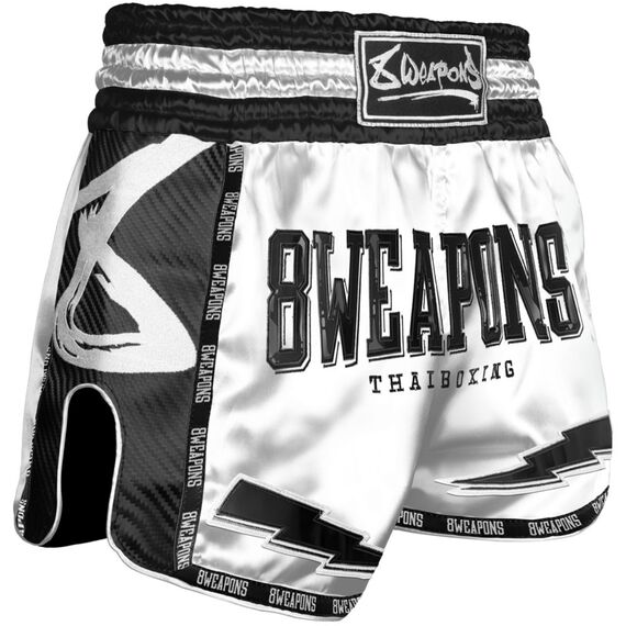 8 Weapons Muay Thai Shorts Carbon - Snow Night, Colour: Weiss, Size: XL