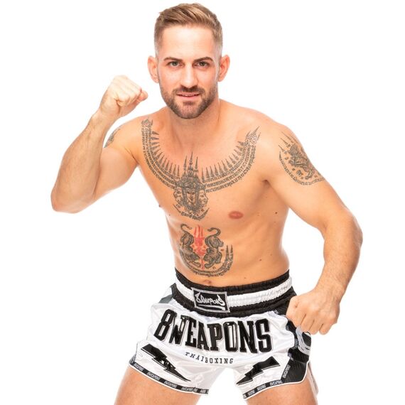 8 Weapons Muay Thai Shorts Carbon - Snow Night, Colour: Weiss, Size: XL, 3 image