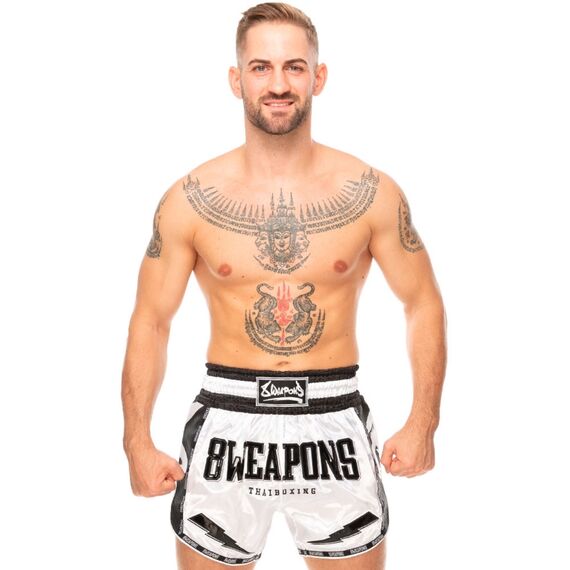 8 Weapons Muay Thai Shorts Carbon - Snow Night, Colour: Weiss, Size: XL, 5 image