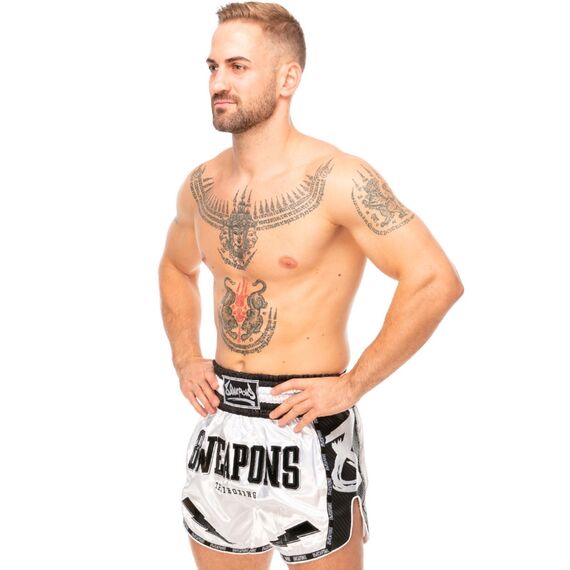 8 Weapons Muay Thai Shorts Carbon - Snow Night, Colour: Weiss, Size: XL, 6 image
