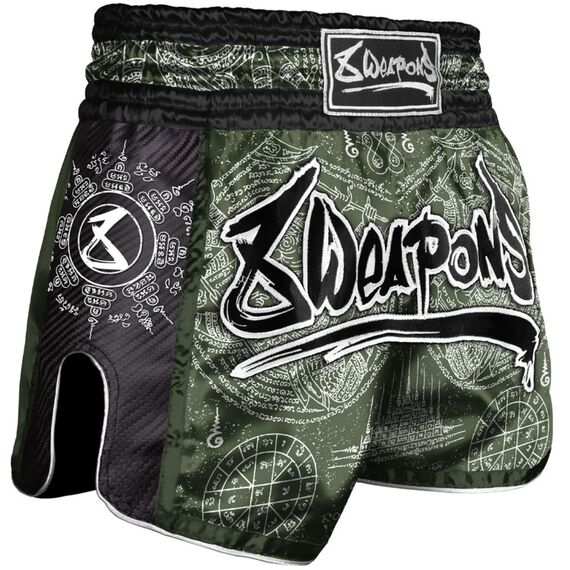 8 Weapons Muay Thai Shorts Carbon - Yantra, Colour: Khaki, Size: S
