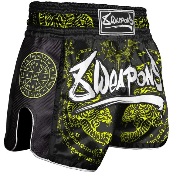 Shorts de Muay Thaï - Carbon - Sak Yant Tigers, Couleur: Jaune, Taille ne pas utiliser: L