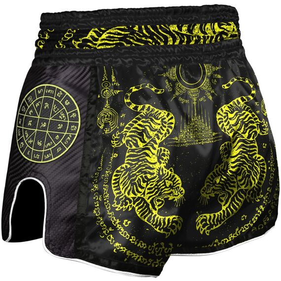 Shorts de Muay Thaï - Carbon - Sak Yant Tigers, Couleur: Jaune, Taille ne pas utiliser: L, 2 image