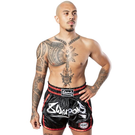 Muay Thai Short Super Mesh schwarz/rot, Colour: Schwarz, Size: L, 3 image