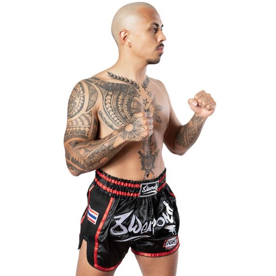 Muay Thai Short Super Mesh schwarz/rot, Colour: Schwarz, Size: L, 4 image