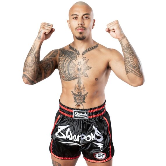 Muay Thai Short Super Mesh schwarz/rot, Colour: Schwarz, Size: M, 6 image