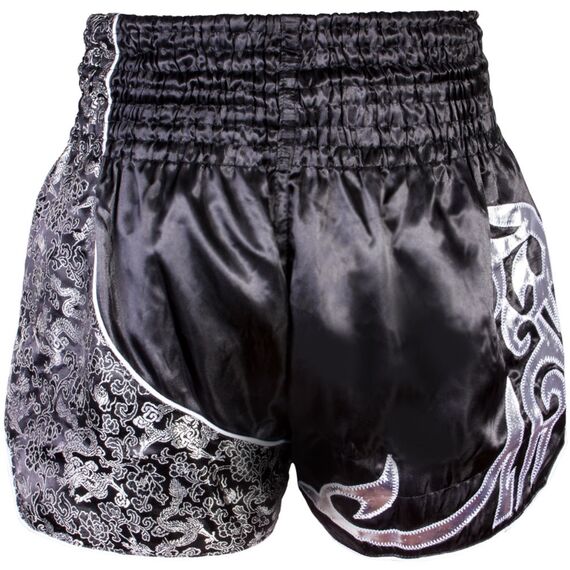 8 WEAPONS Muay Thai Traditional Short – Silver Dragon, Size: XL, Colour: Schwarz, Size: XL, 2 image