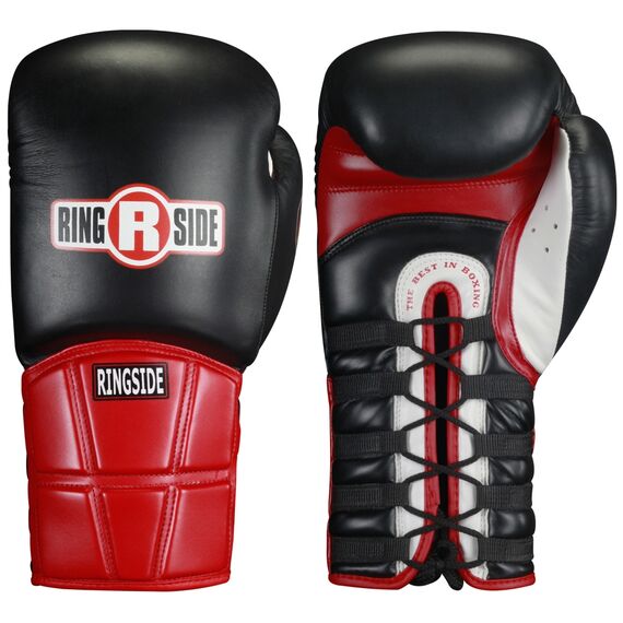Gants de boxe Pro Ringside à lacets, Couleur: Noir, OZ: 18oz
