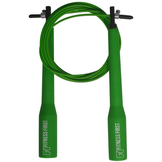 Fitness First adjustable steel jumping rope green, Size: One Size, Colour: Green