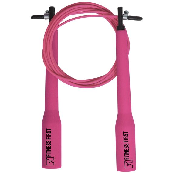 Fitness First adjustable steel jumping rope black, Size: One Size, Colour: Rosa