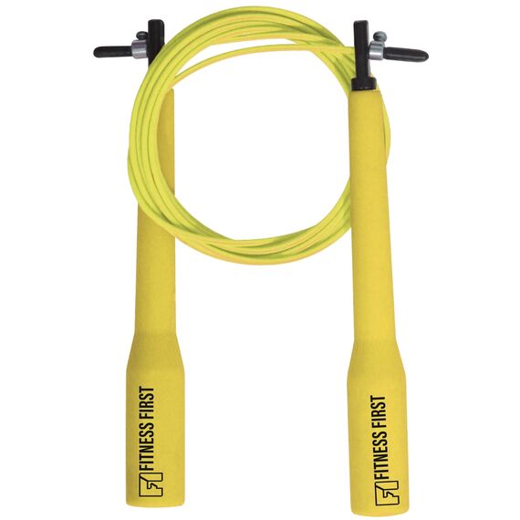 Fitness First adjustable steel jumping rope yellow, Size: One Size, Colour: Yellow