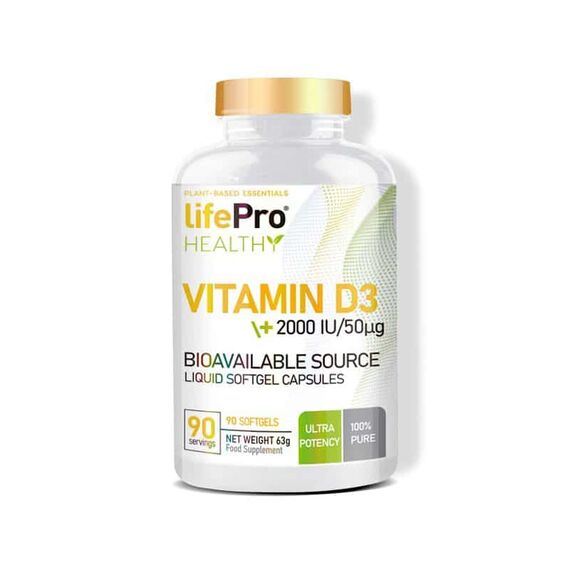 Vitamin D3 2000ui with olive oil 90 softgels Life Pro