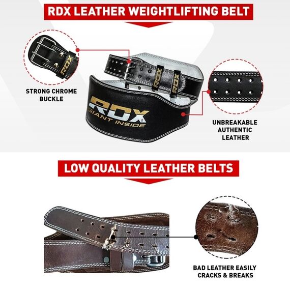 RDXWBS-6RB-XL-RDX 6 Inch Padded Leather Weightlifting Fitness Gym Belt