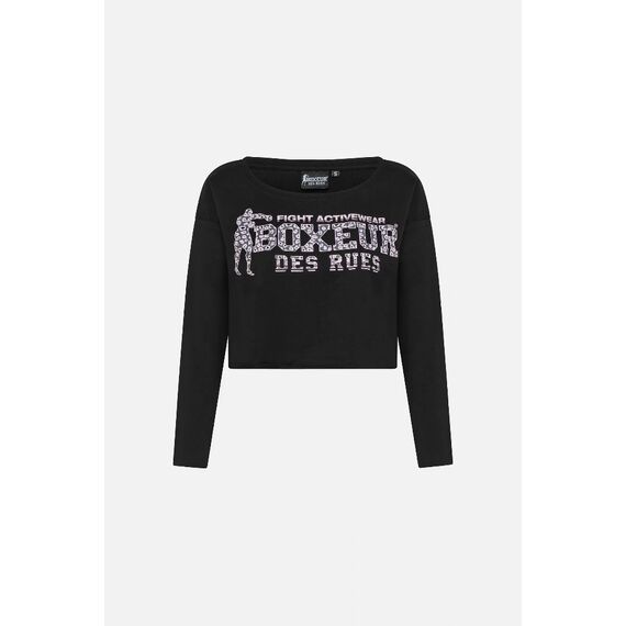 Loose Fit Cropped Sweatshirt, Taille: M, Couleur: Noir, 2 image