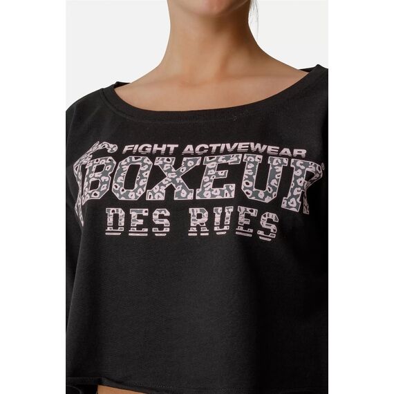 Loose Fit Cropped Sweatshirt, Taille: M, Couleur: Noir, 4 image