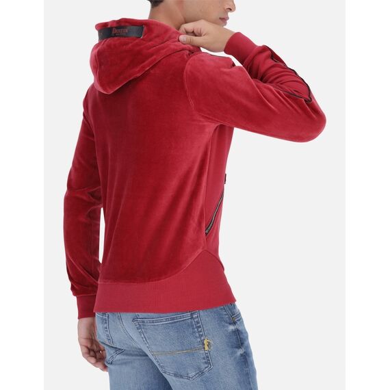 Full Zip Hoodie With Velvet, Size: M, Colour: Bordeau, 3 image