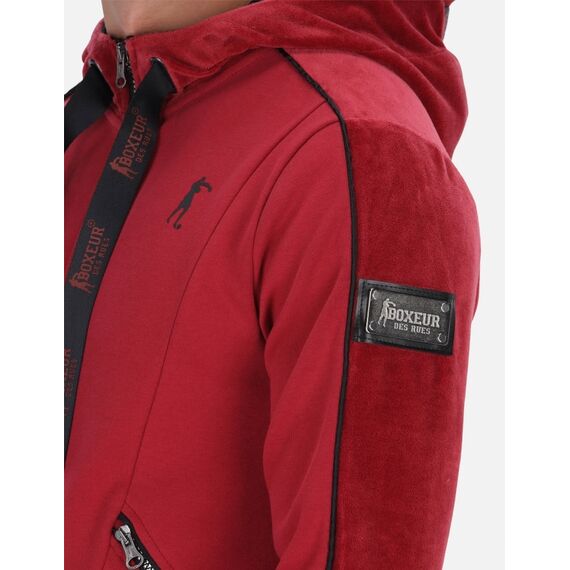 Full Zip Hoodie With Velvet, Size: M, Colour: Bordeau, 2 image