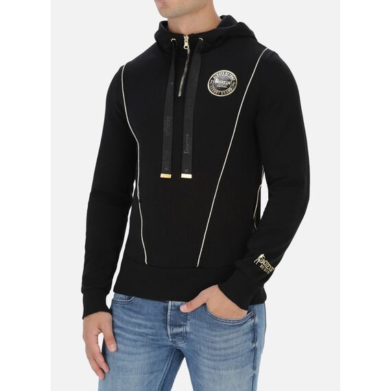 Trucker Hoodie With Badge, Taglia: L, Colore: Nero