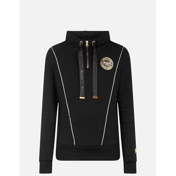 Trucker Hoodie With Badge, Taglia: L, Colore: Nero, 4 image