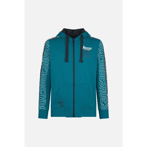 Hooded Full Zip With Prints, Size: M, Colour: Blue, 2 image