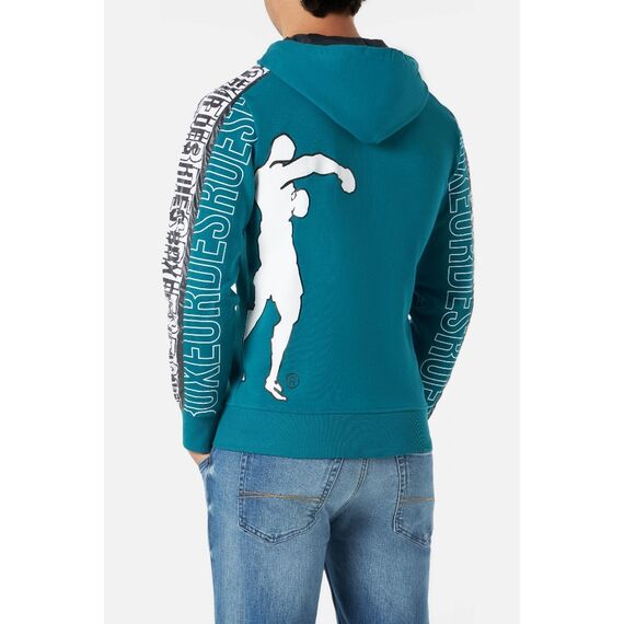 Hooded Full Zip With Prints, Size: M, Colour: Blue, 3 image