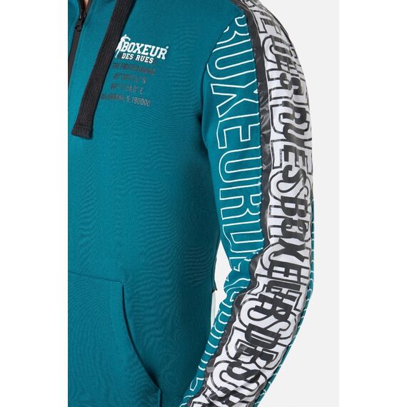Hooded Full Zip With Prints, Size: M, Colour: Blue, 4 image