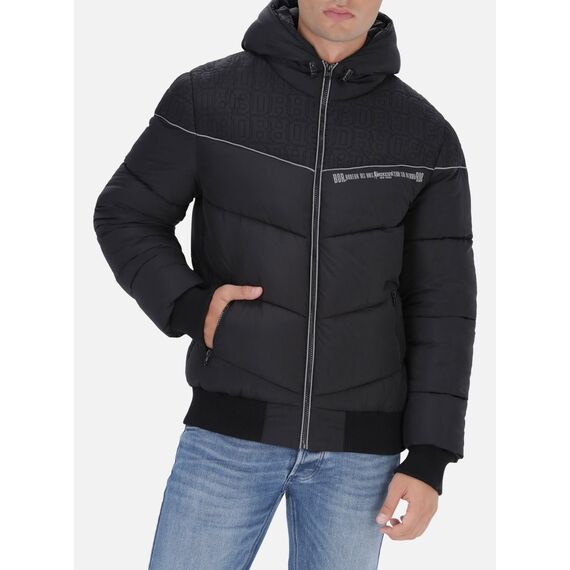 Hood Jacket Quilted, Size: M, Colour: Schwarz