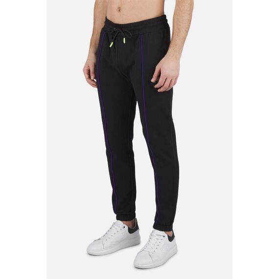 Long Sweatpants W/ Piping, Size: M, Colour: Schwarz