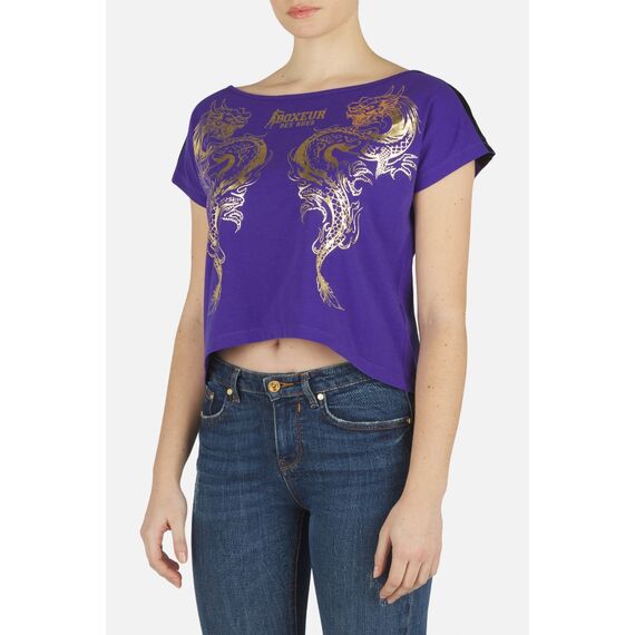 T-Shirt imprimé dragon, Taille: L, Couleur: Violet