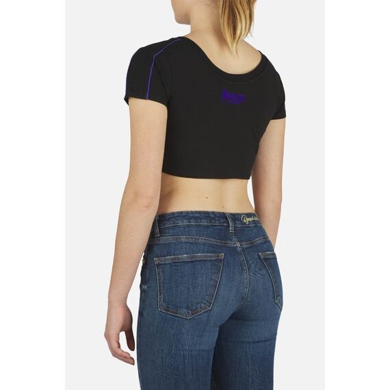 Slim Cropped T-Shirt, Size: M, Colour: Schwarz, 4 image