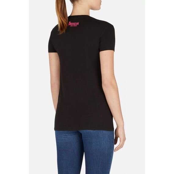 Cropped T-Shirt W/ Prints, Size: M, Colour: Schwarz, 3 image