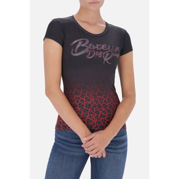 T-Shirt imprimé dégradé, Taille: S, Couleur: Bordeaux