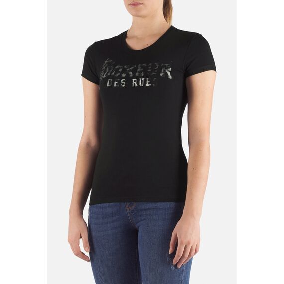 Basic T-Shirt With Front Logo, Colour: Schwarz, Size: L