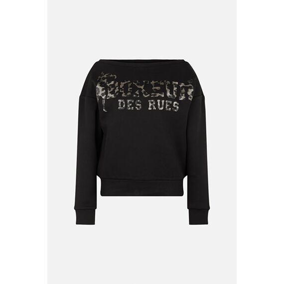 Brushed Sweatshirt Boat Neck, Size: L, Colour: Schwarz, 2 image