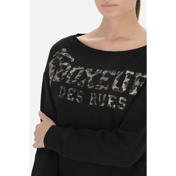 Brushed Sweatshirt Boat Neck, Size: L, Colour: Schwarz, 4 image