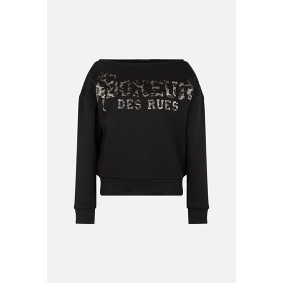 Brushed Sweatshirt Boat Neck, Size: M, Colour: Schwarz, 2 image