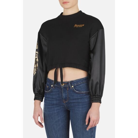 Sweatshirt W/ Satin Sleeves, Bekleidungsgrösse: S, Farbe: Schwarz