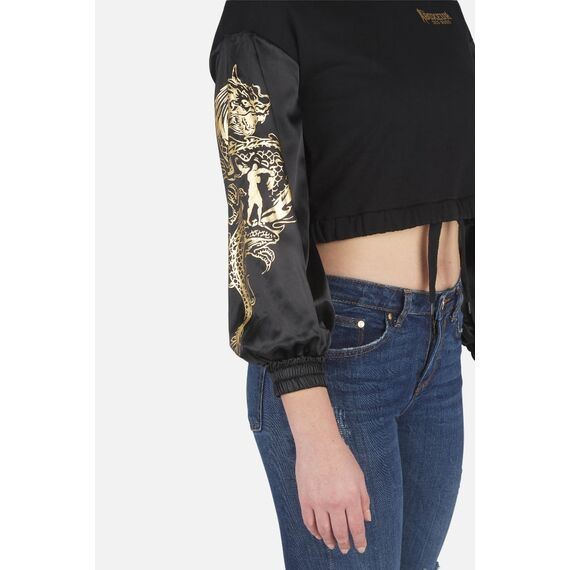 Sweatshirt W/ Satin Sleeves, Bekleidungsgrösse: S, Farbe: Schwarz, 4 image