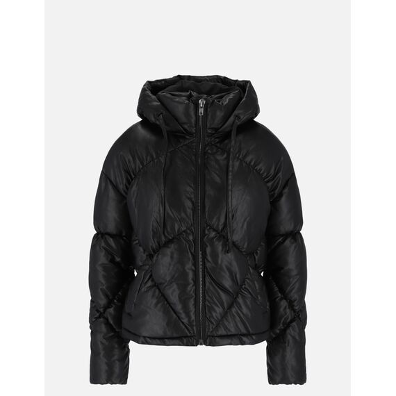 Eco Leather Padded Jacket, Taille: S, Couleur: Noir, 3 image