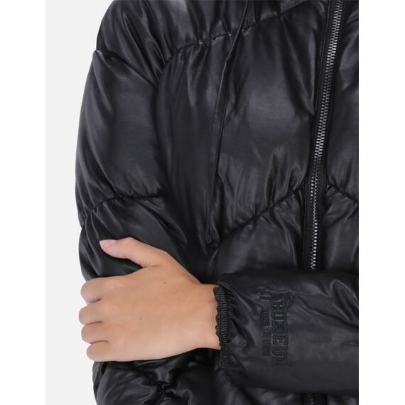 Eco Leather Padded Jacket, Taille: S, Couleur: Noir, 4 image