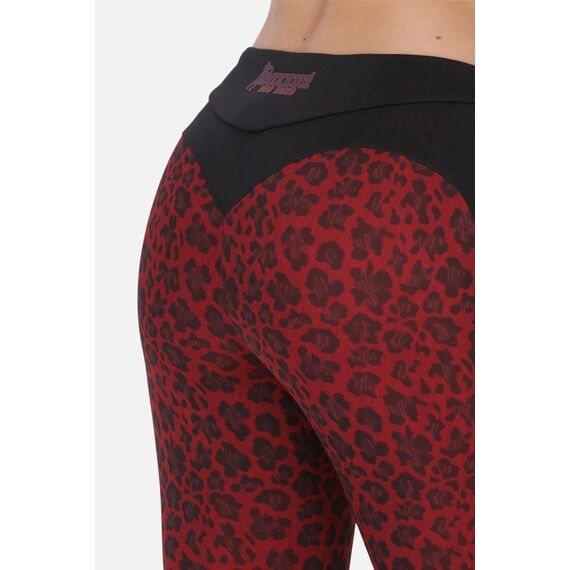 Mid-Rise  Color-Block Leggings, Size: M, Colour: Bordeau, 5 image