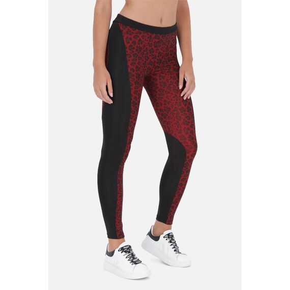 Mid-Rise  Color-Block Leggings, Size: S, Colour: Bordeau
