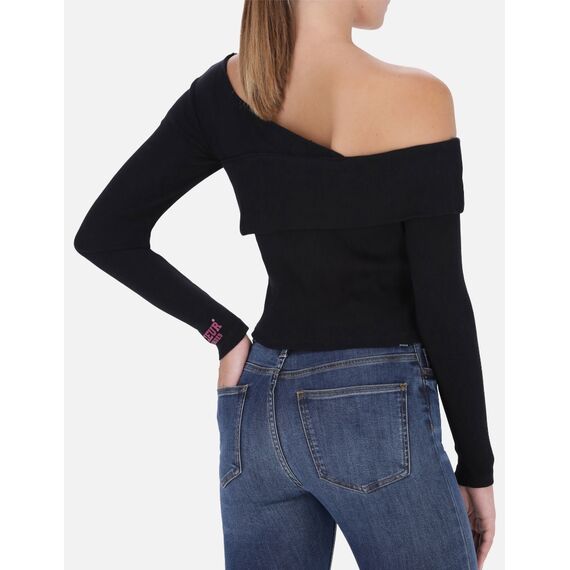 Manches longues à côtes asymétriques, Taille: XL, Couleur: Noir, 3 image
