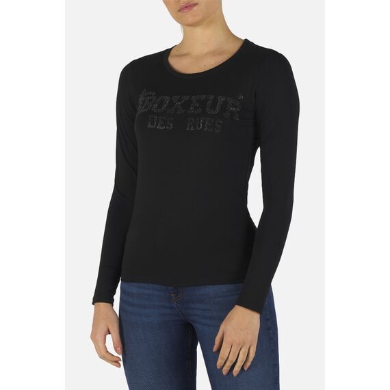 Lady Strass Logo T-Shirt L/S, Colour: Schwarz, Size: L