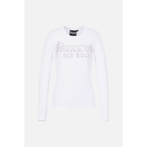 T-Shirt à logo Strass, Couleur: Blanc, Taille ne pas utiliser: L, 4 image