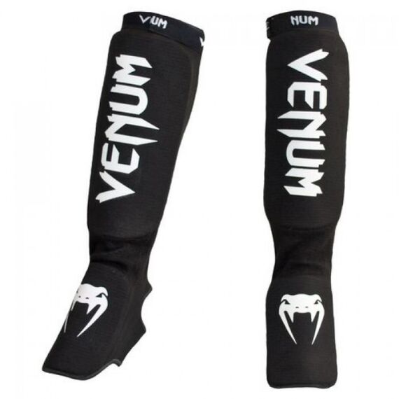 Venum Kontact Shinguards and Insteps - Cotton -Black, Colour: Schwarz