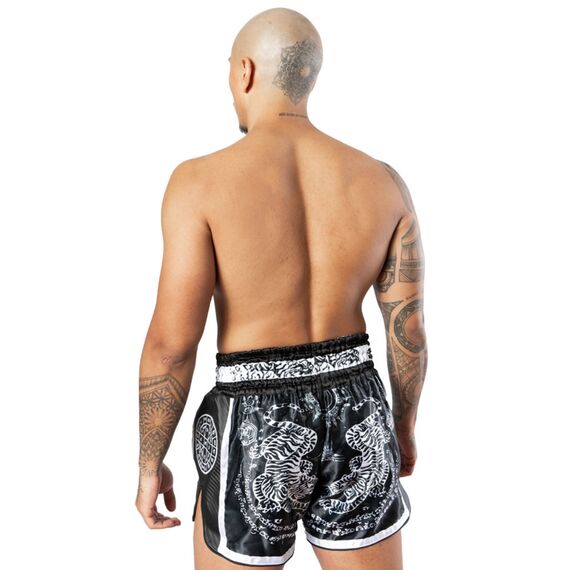 8 Weapons Muay Thai Shorts Carbon - Sak Yant Tigers, Colour: Schwarz, Size: XL, 7 image