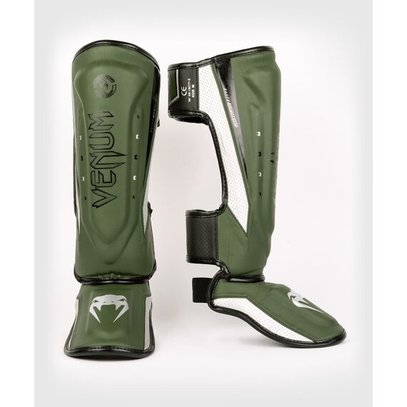 Venum Elite Evo Shinguards, Couleur: Kaki, Taille ne pas utiliser: L