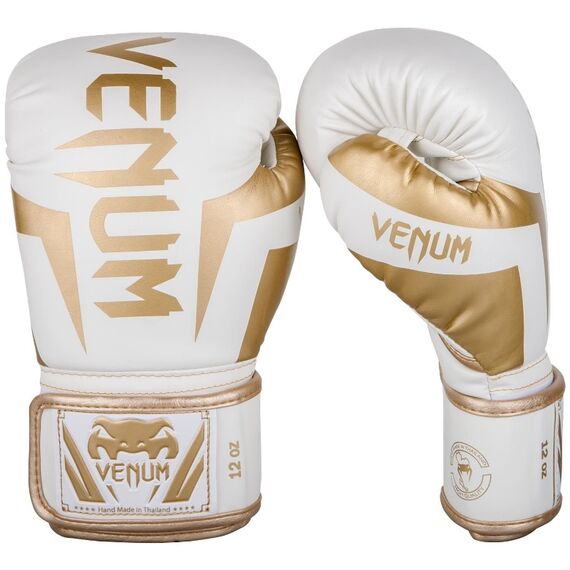 Venum Elite Boxing Gloves - White/Gold, Colour: Weiss, OZ: 10oz